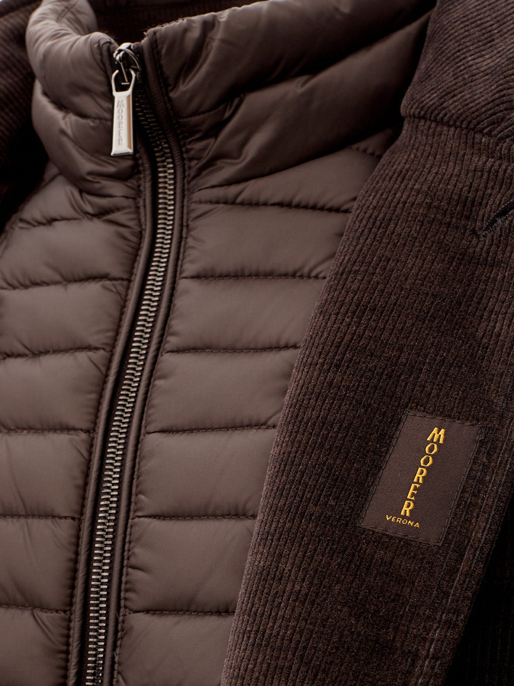 MooRER Elegant Corduroy Quilted Brown Jacket