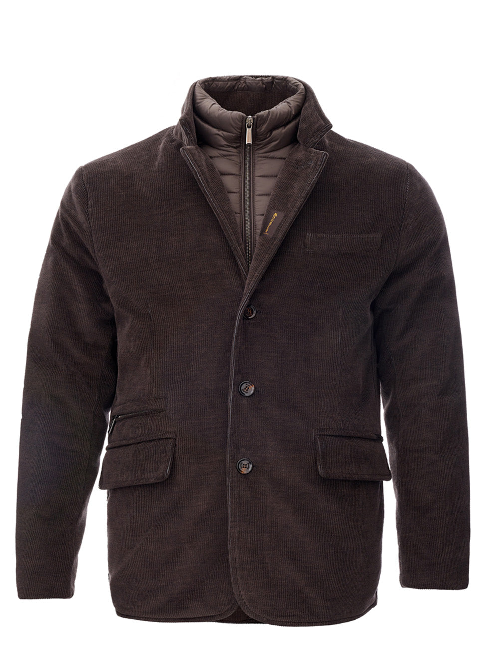 MooRER Elegant Corduroy Quilted Brown Jacket