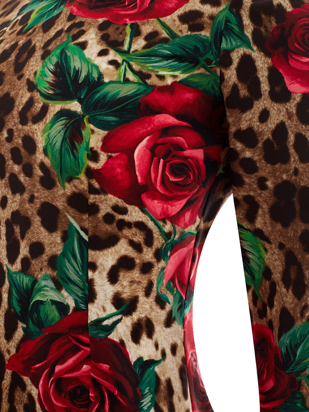 Dolce & Gabbana Elegant Leopard Print Silk Top with Rose Detail