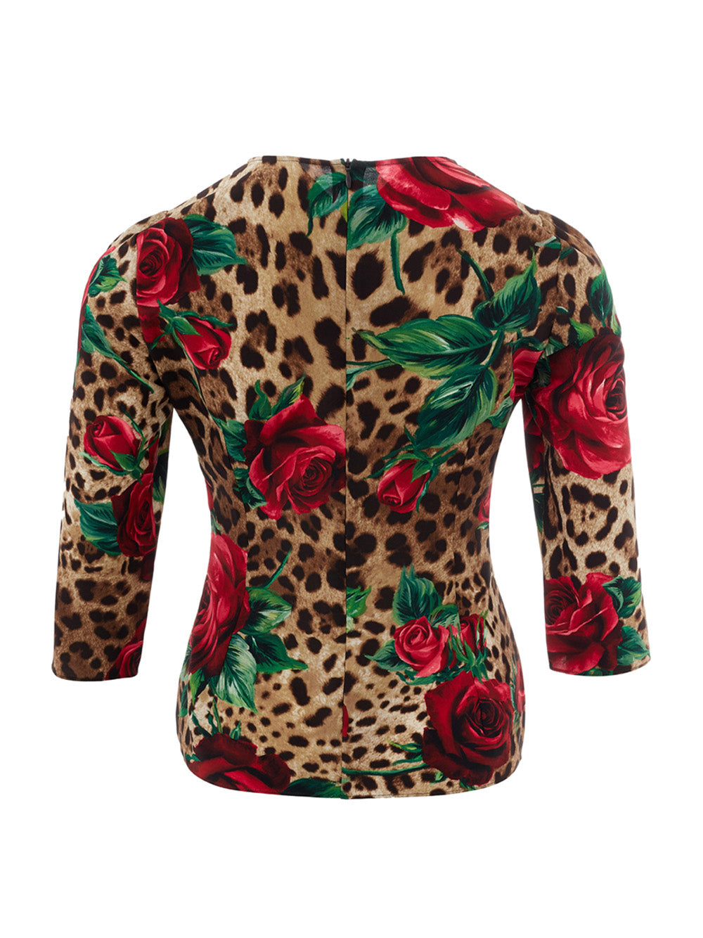 Dolce & Gabbana Elegant Leopard Print Silk Top with Rose Detail