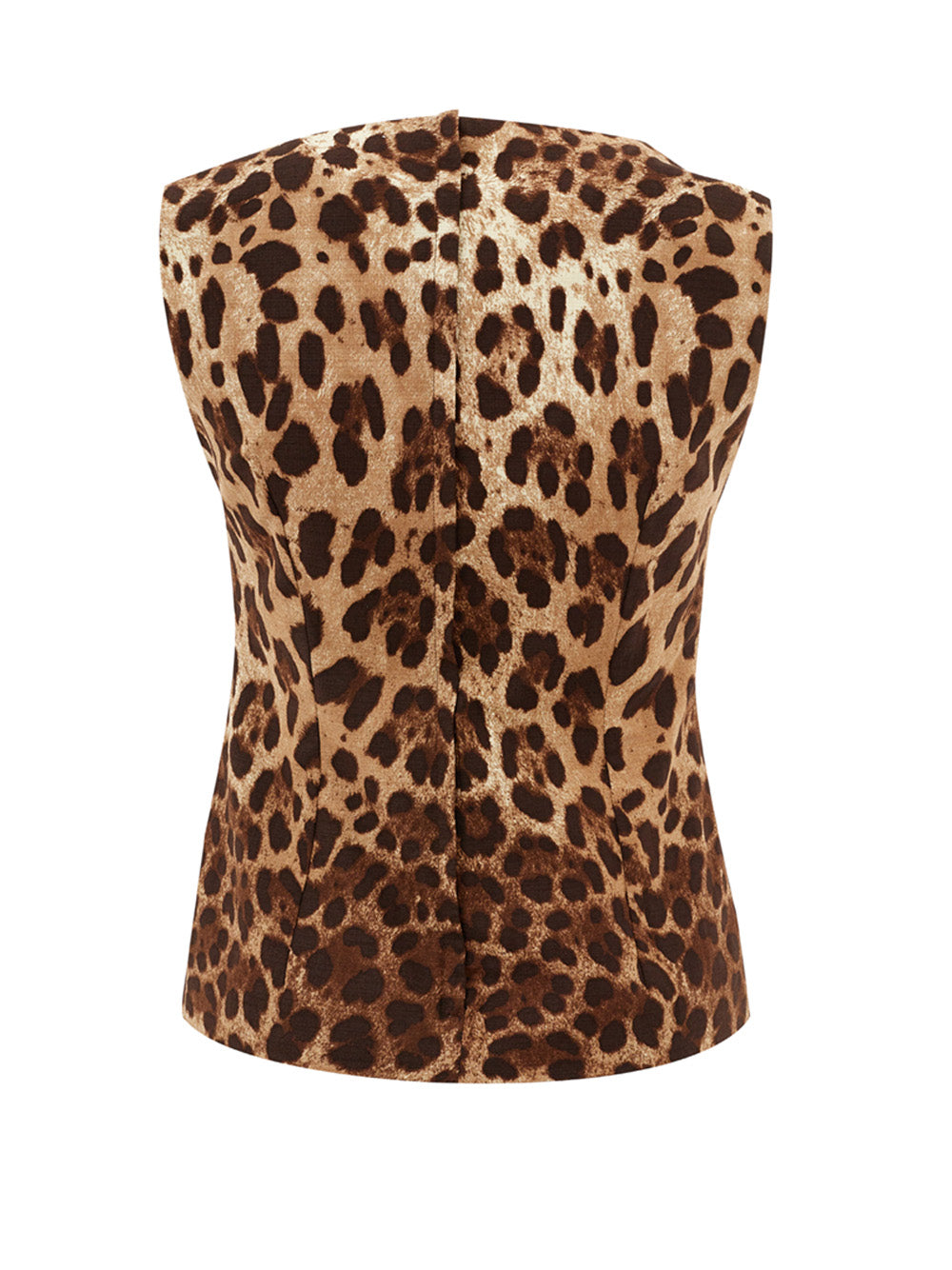 Dolce & Gabbana Elegant Leopard Print Sleeveless Jacket