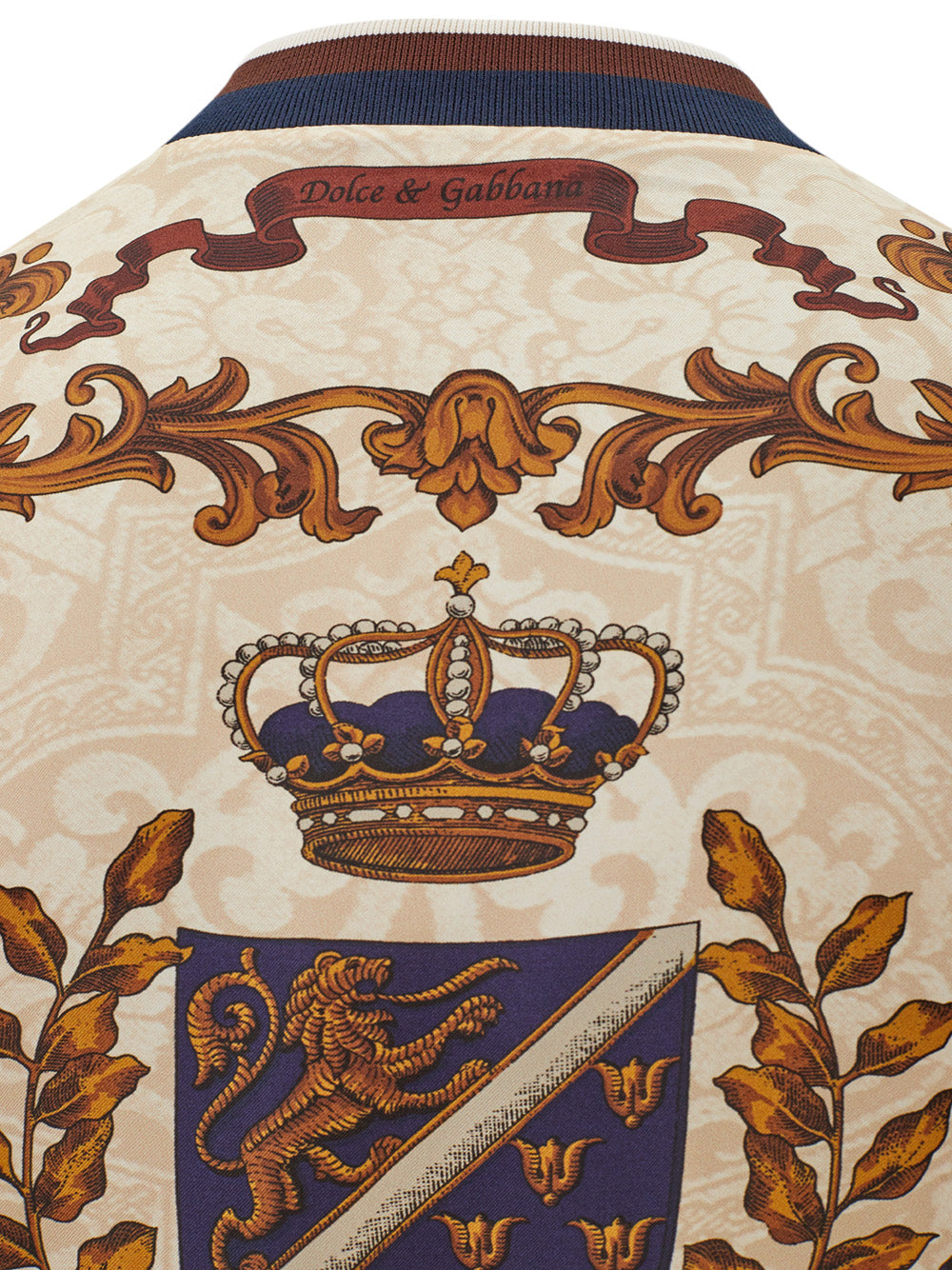 Dolce & Gabbana Beige Heraldry Silk Bomber Jacket