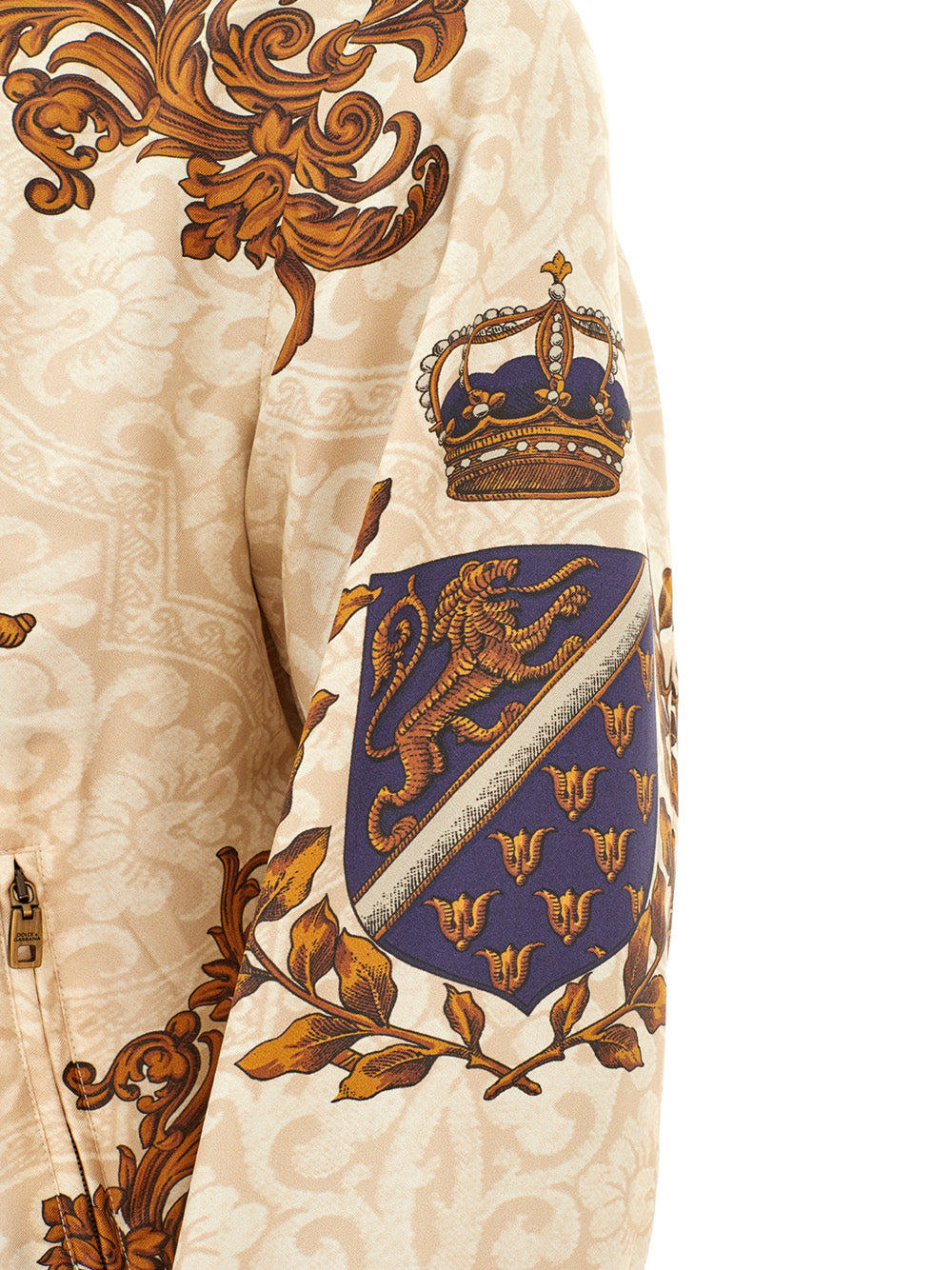 Dolce & Gabbana Beige Heraldry Silk Bomber Jacket