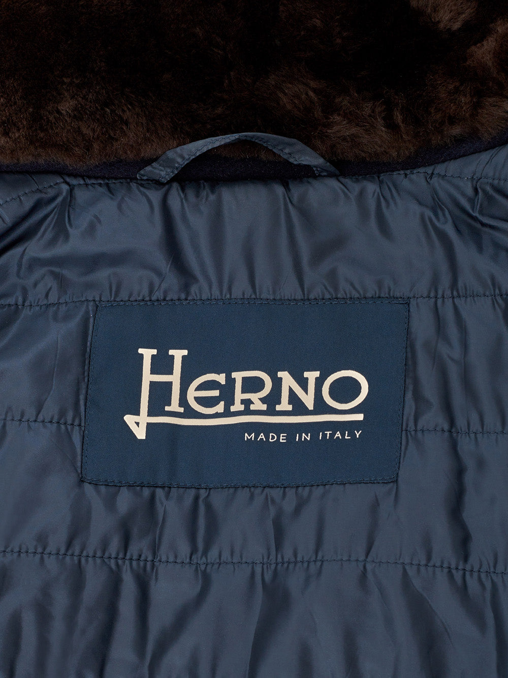 Herno Blue Wool Jacket with Fur Collar