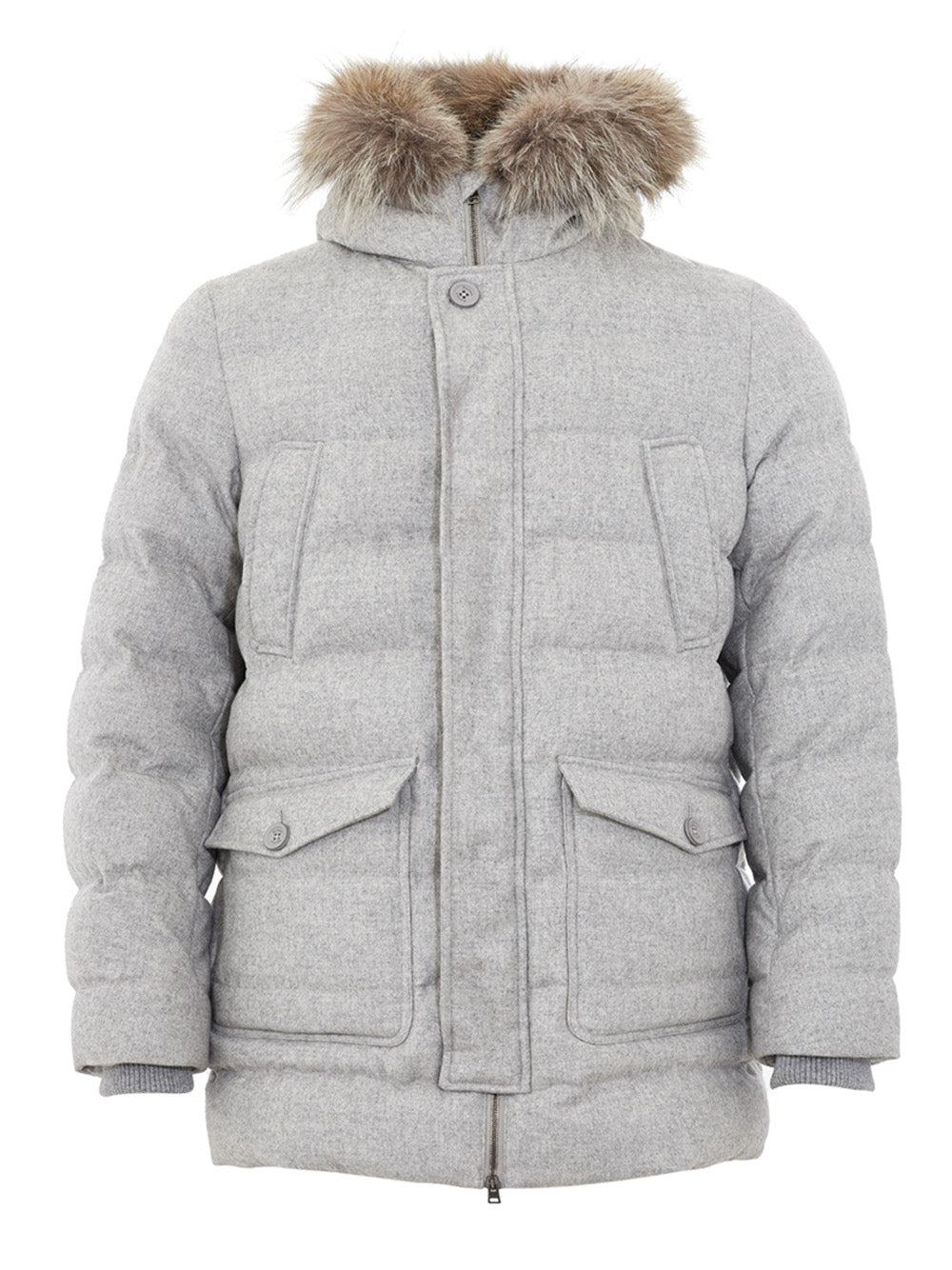 Herno Elegant Quilted Grey Cashmere Blend Jacket