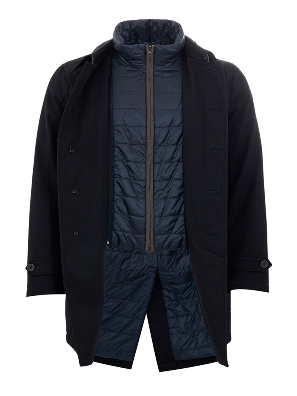 Herno Elegant Quilted Wool Trench in Chic Blue