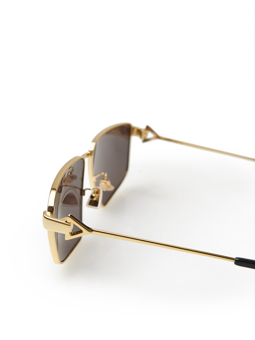 Bottega Veneta Elegant Gold Metal Squared Sunglasses