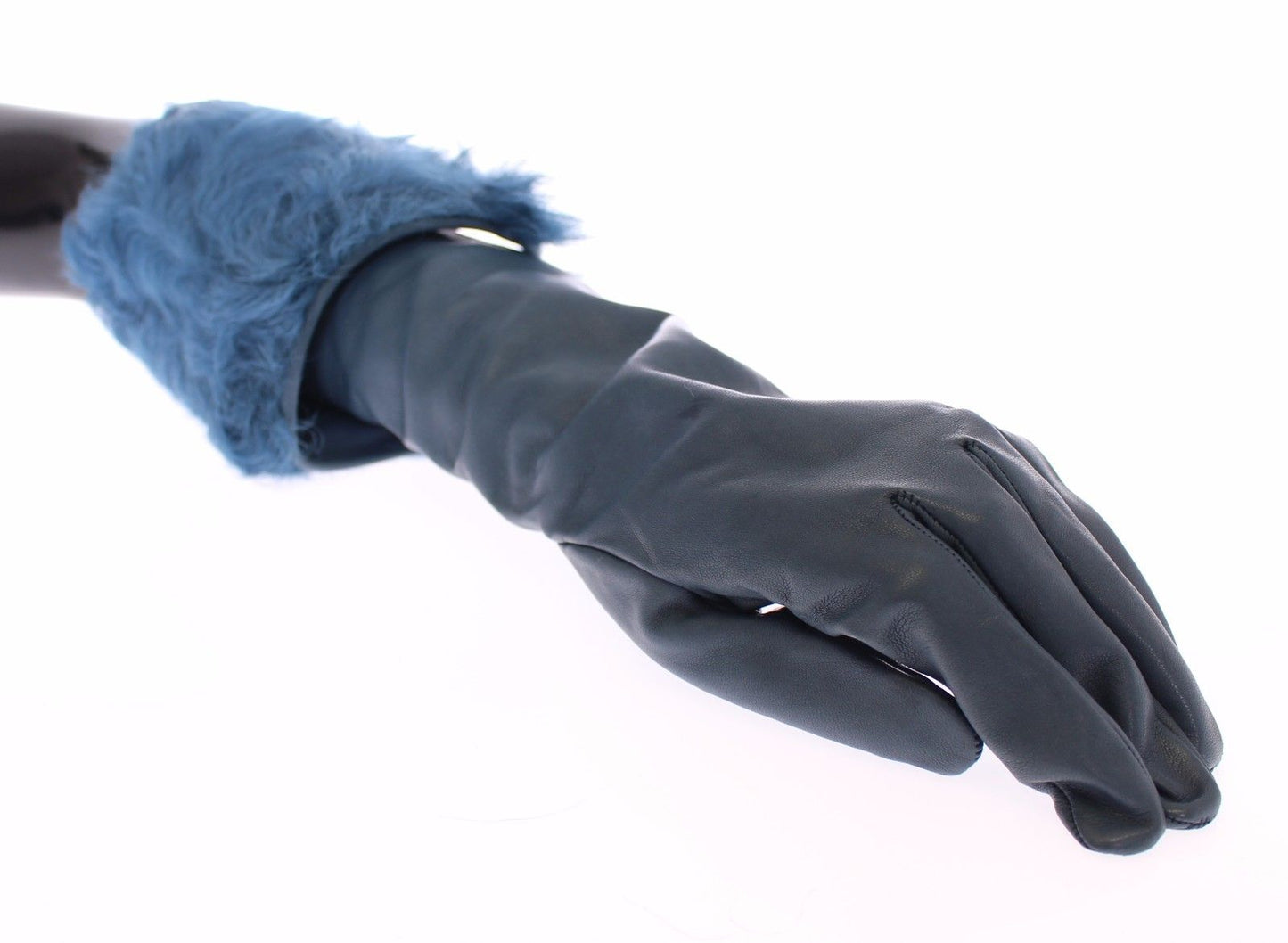 Dolce & Gabbana Elegant Blue Lambskin Leather Gloves