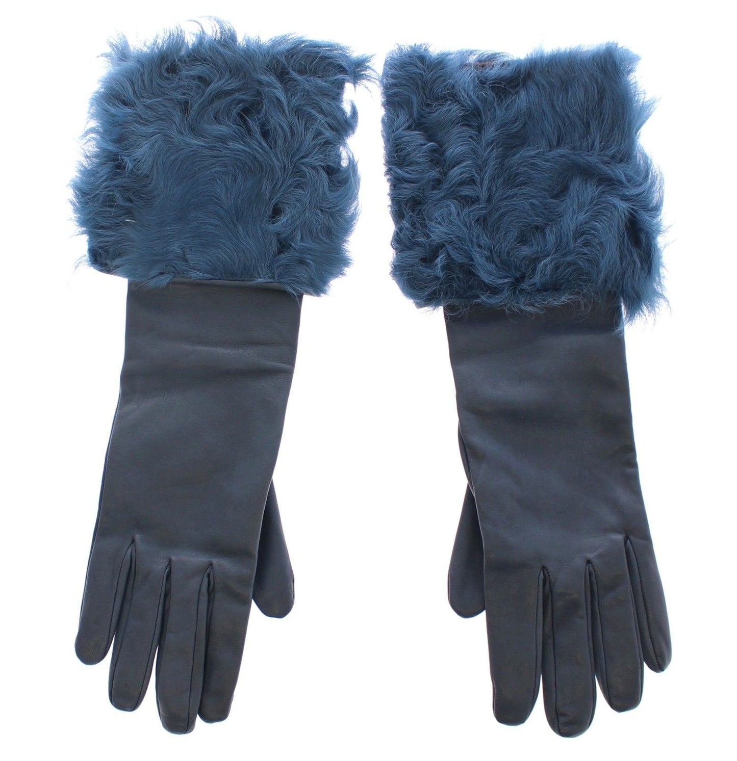 Dolce & Gabbana Elegant Blue Lambskin Leather Gloves