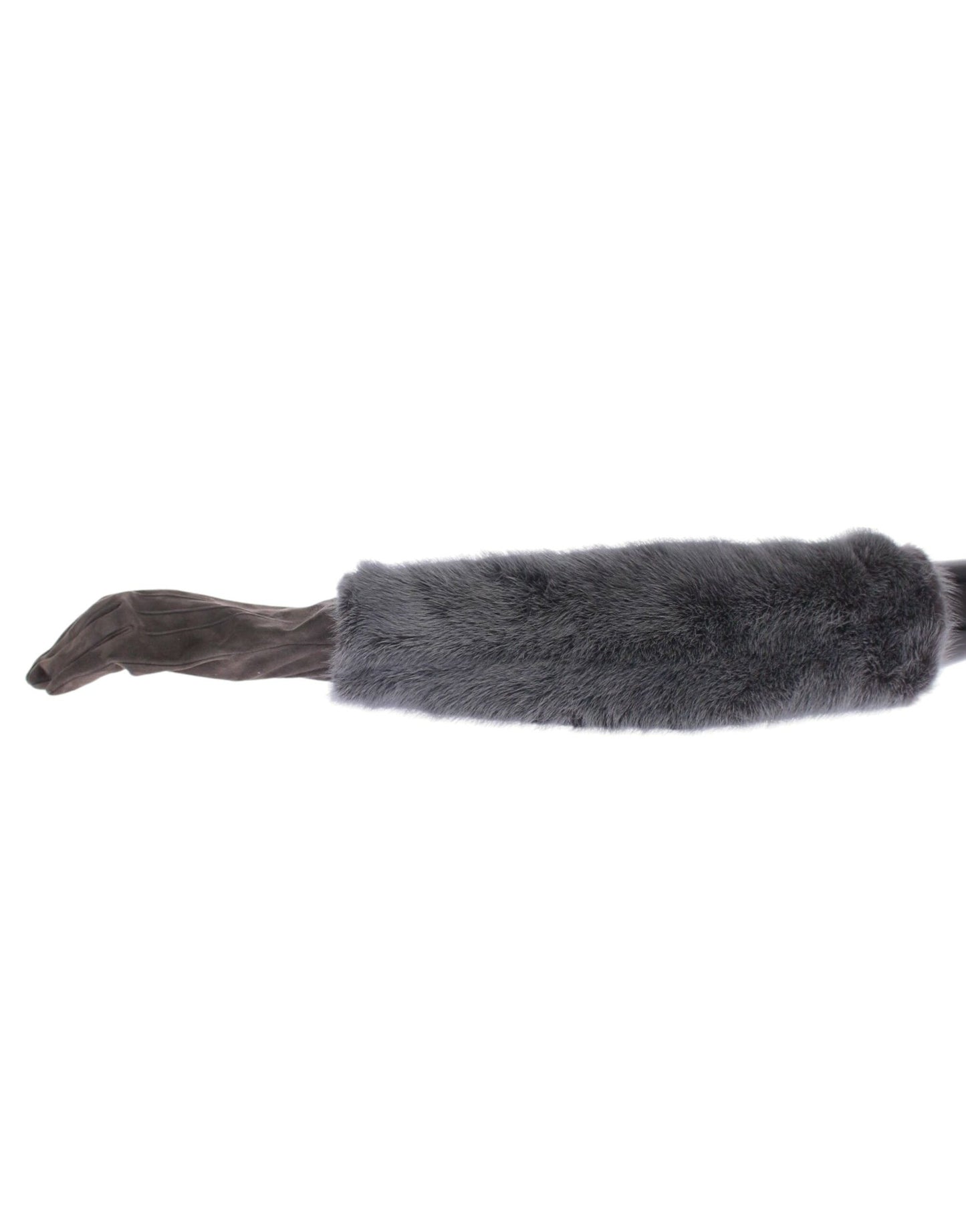 Dolce & Gabbana Gray Mink Fur Lambskin Suede Leather Gloves