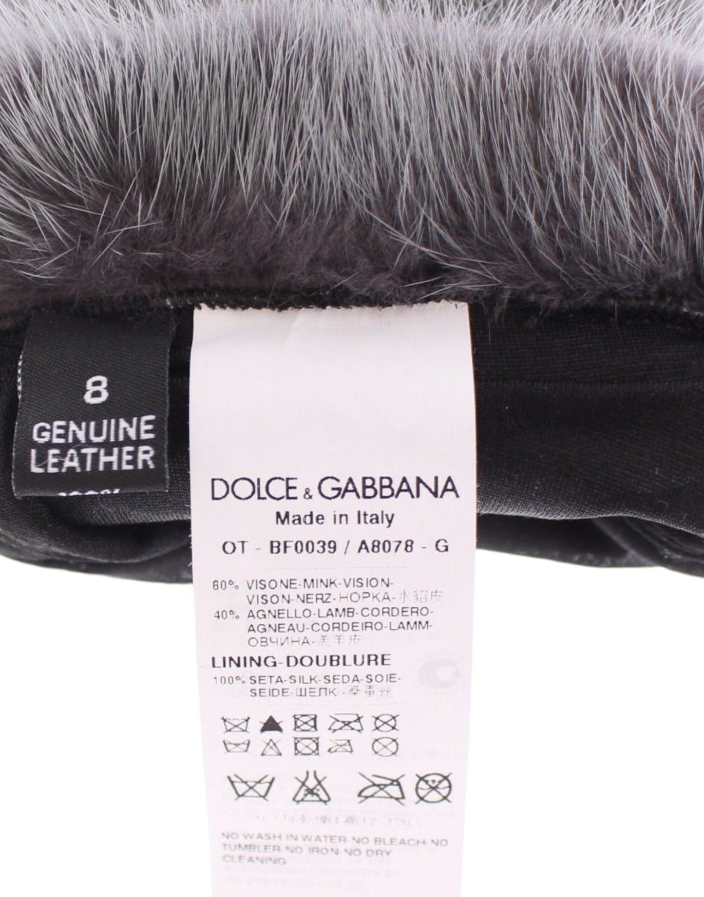 Dolce & Gabbana Gray Mink Fur Lambskin Suede Leather Gloves