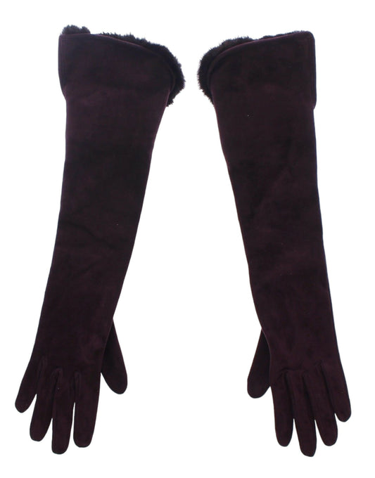 Dolce & Gabbana Purple Mink Fur Goatskin Suede Leather Gloves