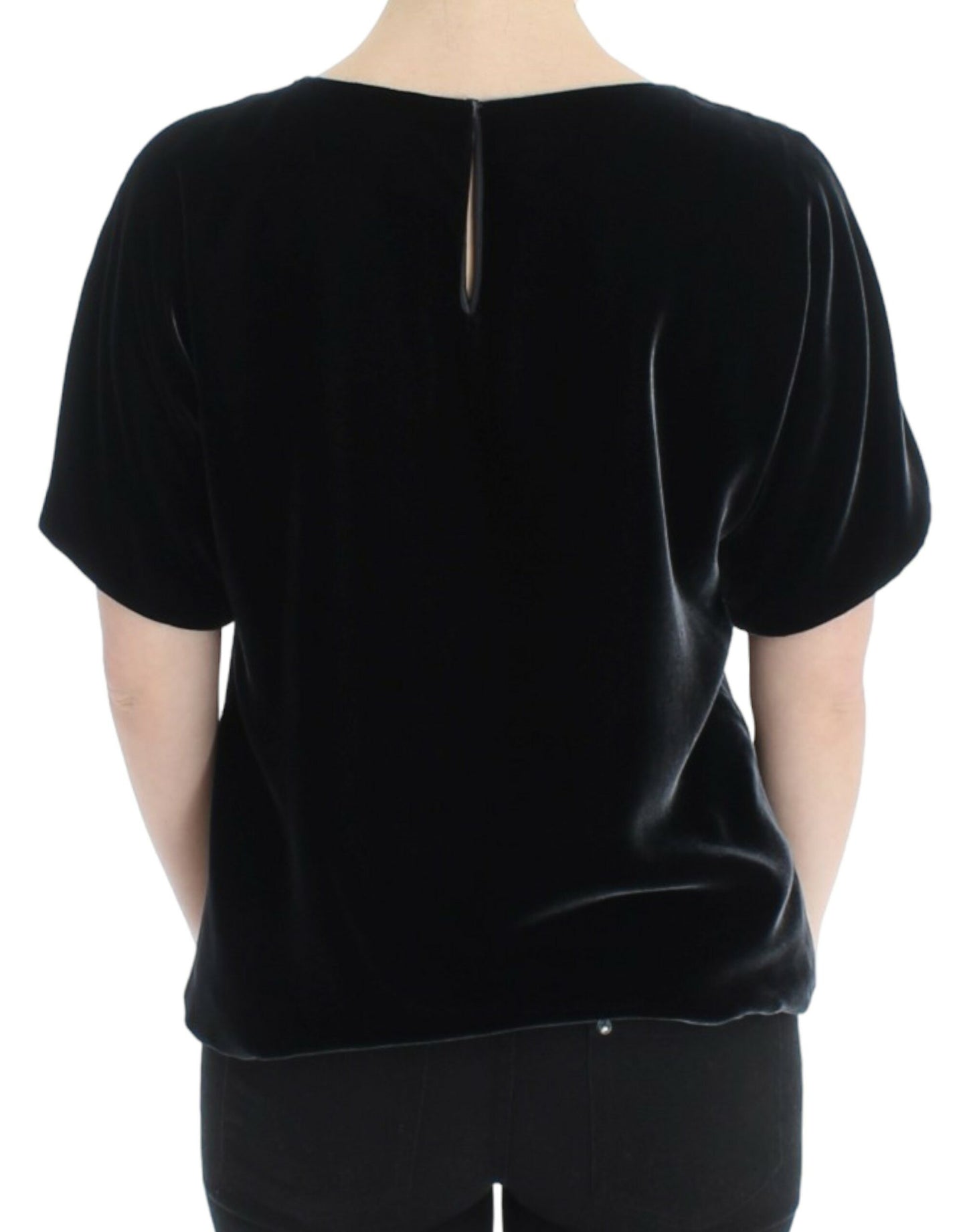 Dolce & Gabbana Black velvet shortsleeved blouse