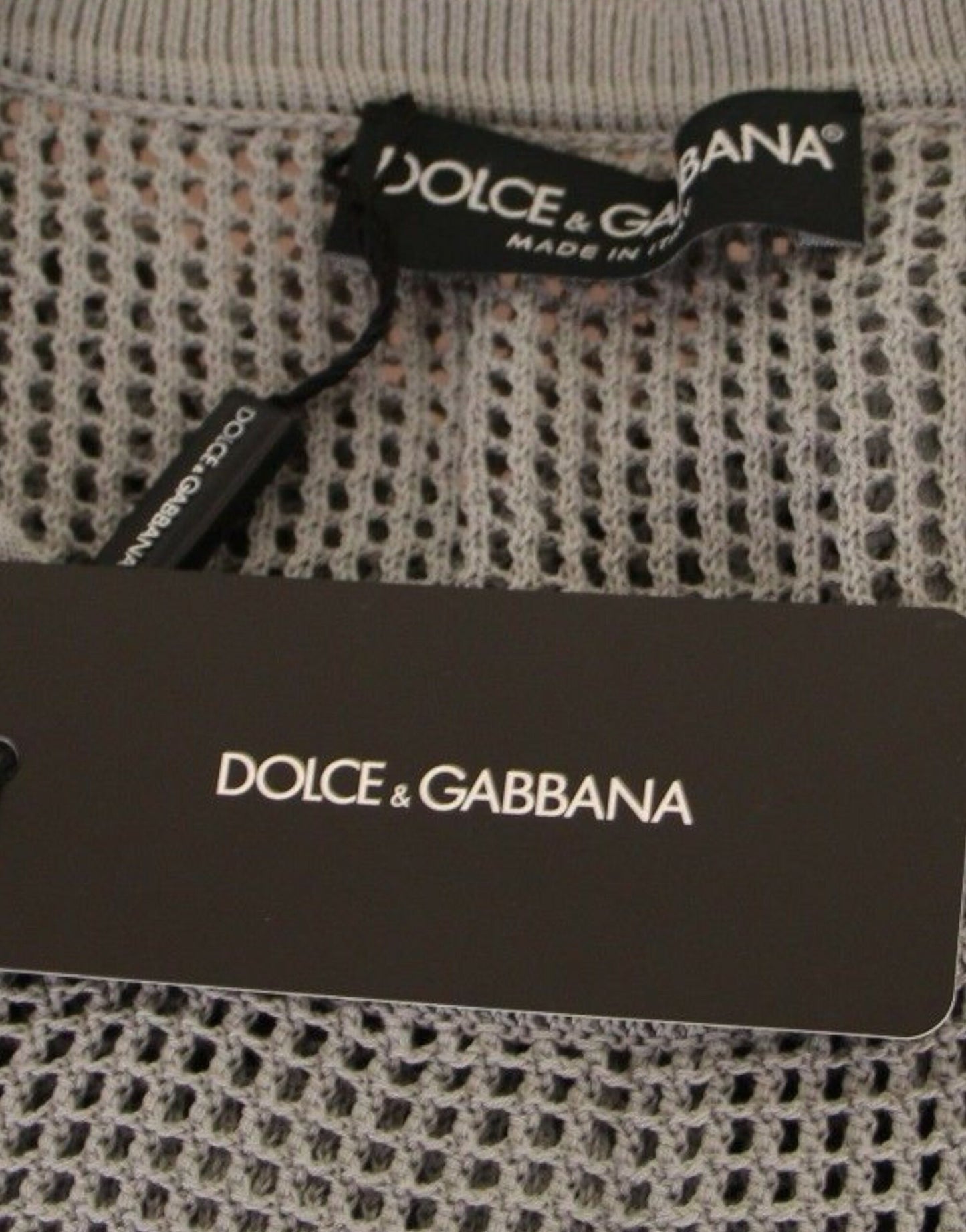 Dolce & Gabbana Gray Runway Logo Netz Pullover Netted Sweater