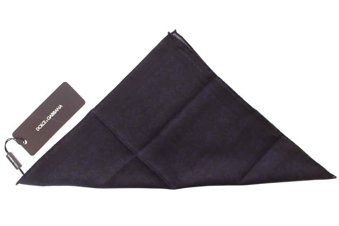 Dolce & Gabbana Elegant Blue Baroque Silk Handkerchief