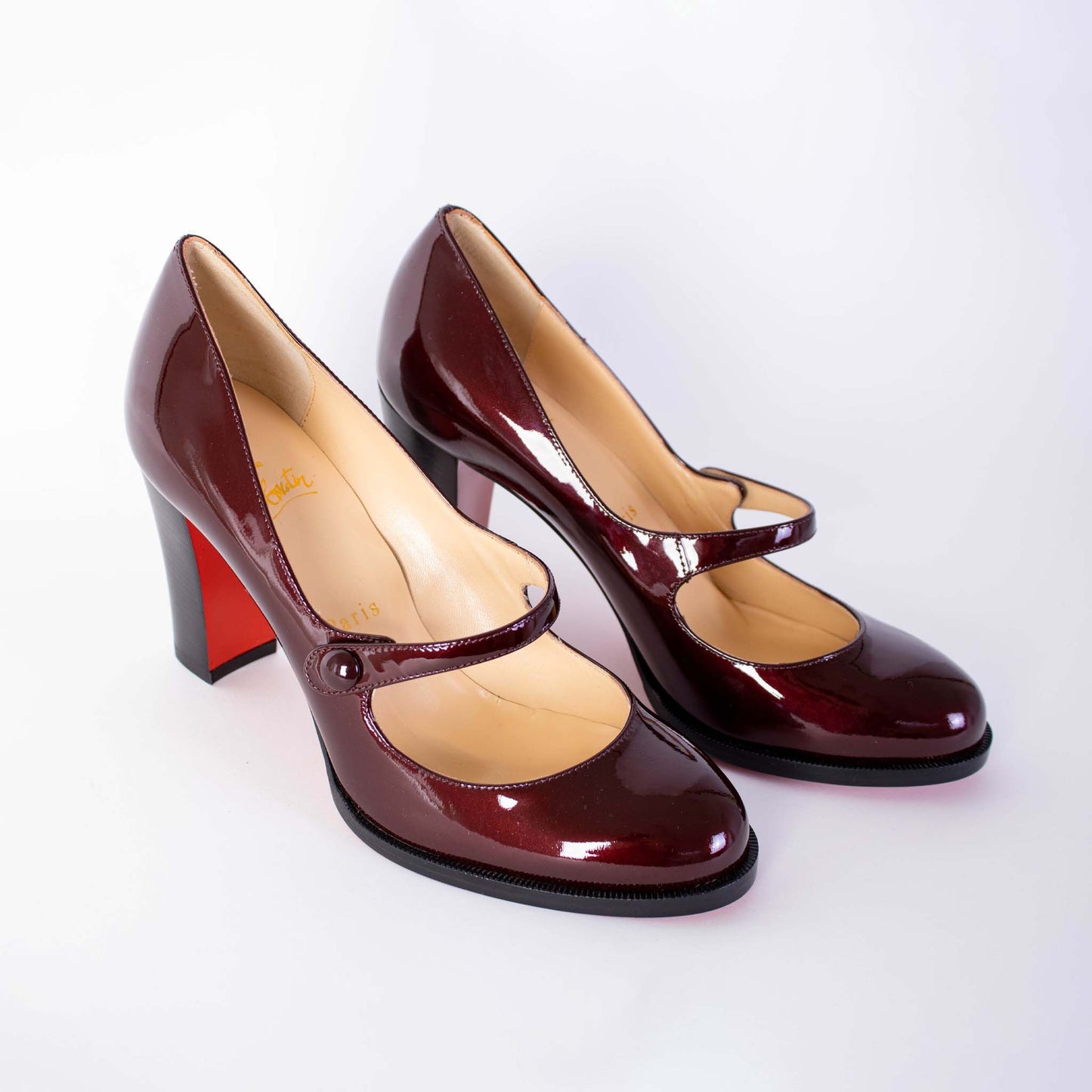 Christian Louboutin Elegant Burgundy Patent Leather Pumps