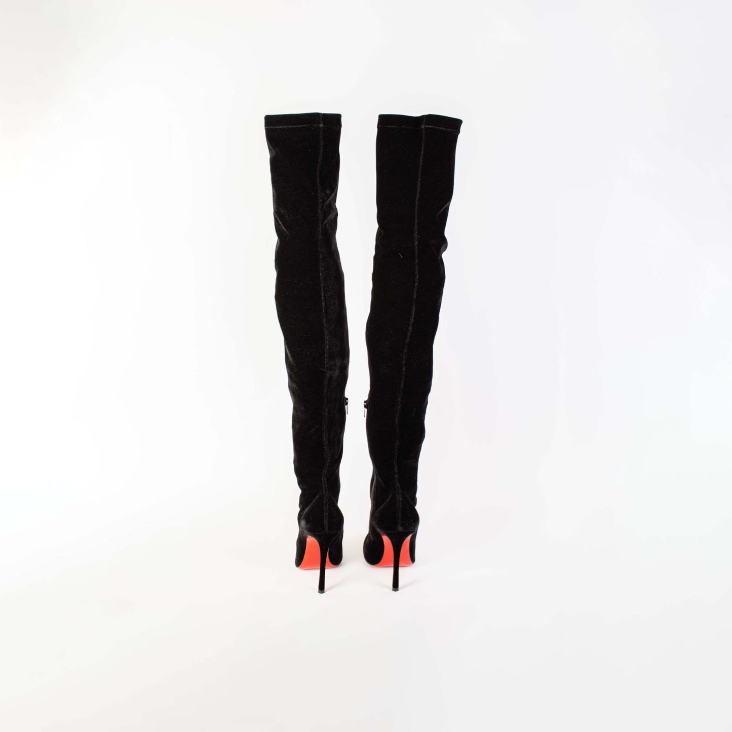 Christian Louboutin Elegant Velvet High-Leg Heeled Boots