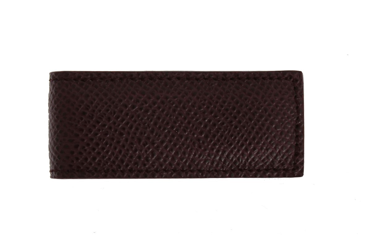 Dolce & Gabbana Bordeaux Leather Magnet Money Clip