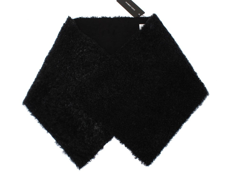 Dolce & Gabbana Elegant Black Shearling Shoulder Wrap