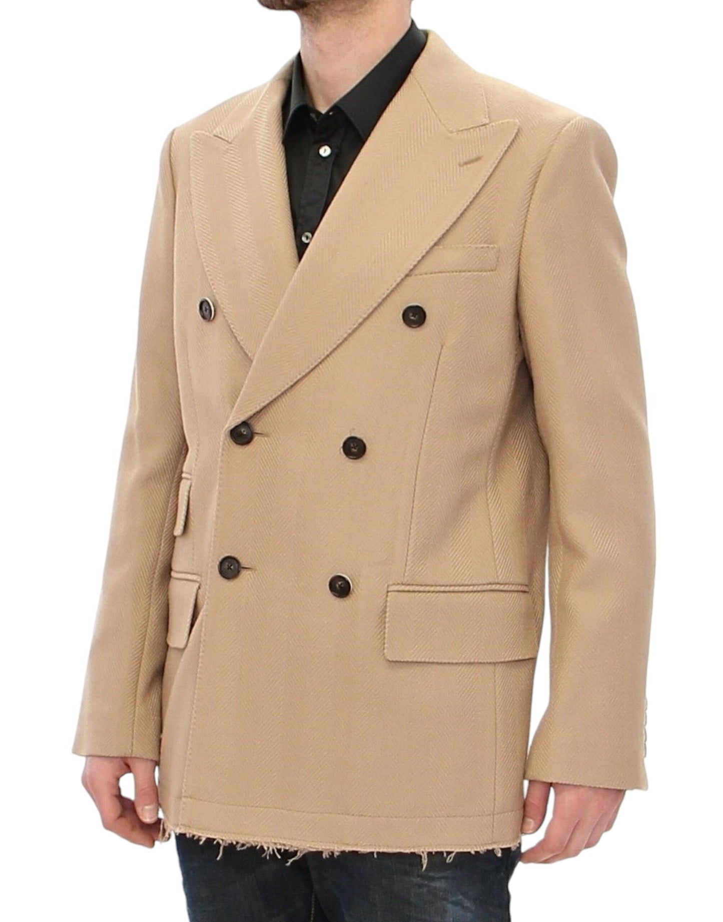 Dolce & Gabbana Beige Double Breasted Coat Jacket