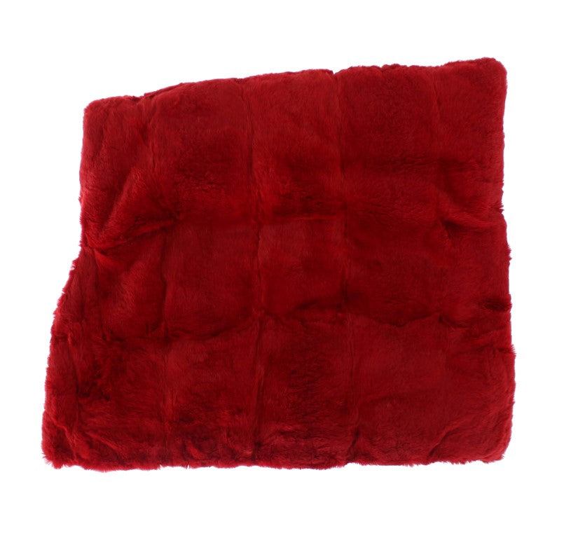 Dolce & Gabbana Exquisite Red Weasel Fur Hooded Scarf Wrap