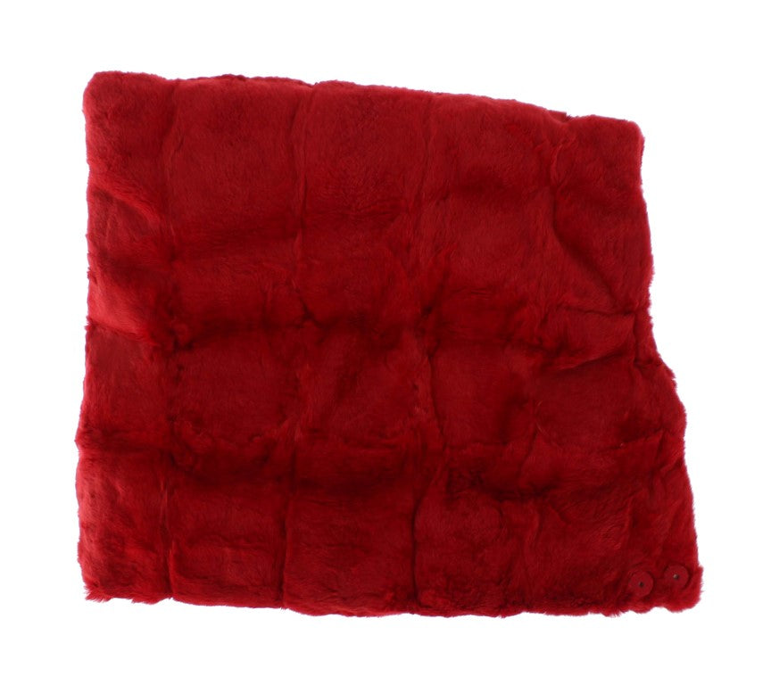 Dolce & Gabbana Exquisite Red Weasel Fur Hooded Scarf Wrap