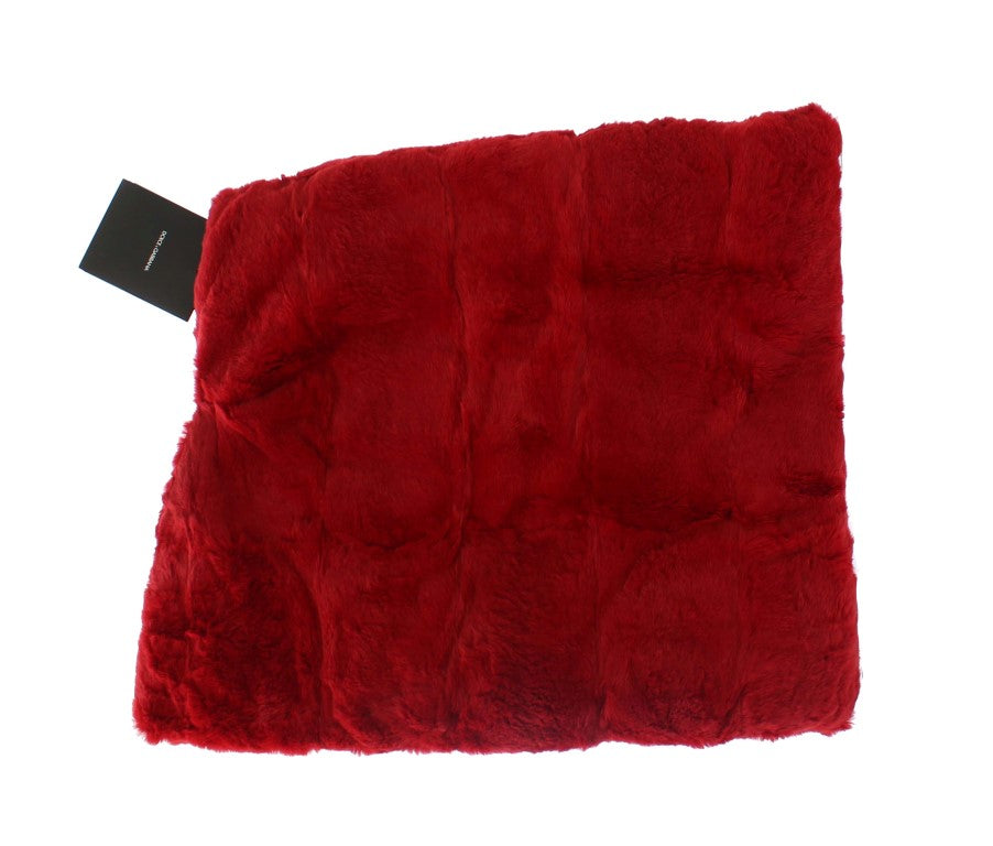 Dolce & Gabbana Exquisite Red Weasel Fur Hooded Scarf Wrap