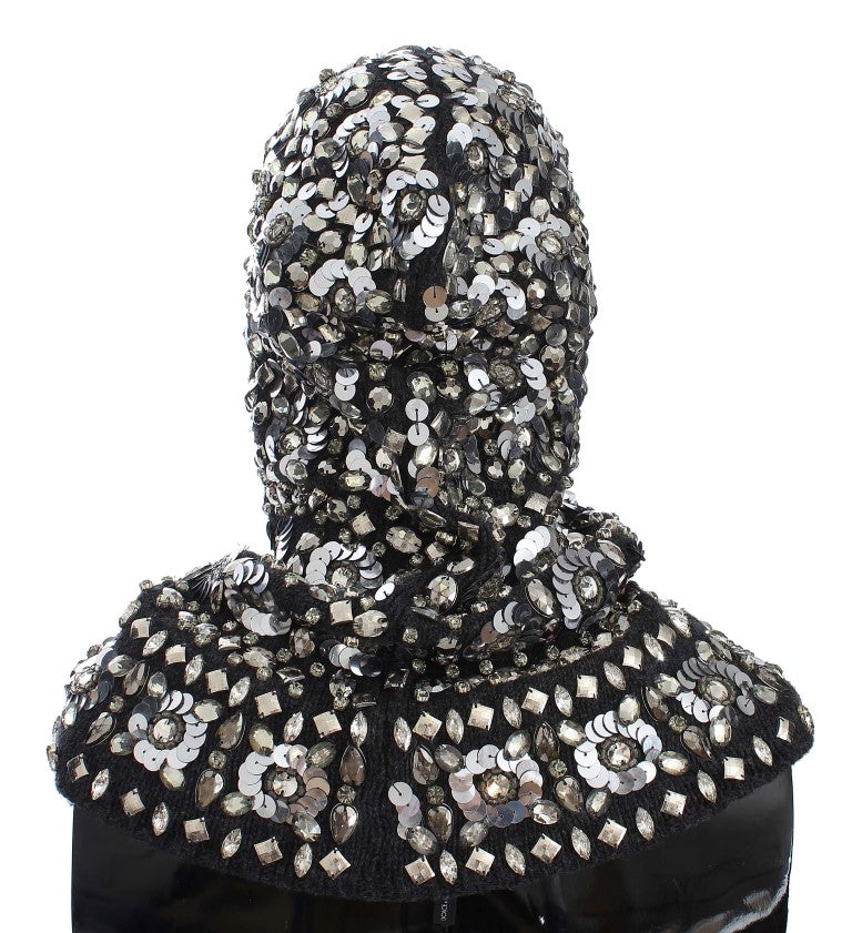 Dolce & Gabbana Exquisite Sequined Crystal Hooded Scarf Wrap