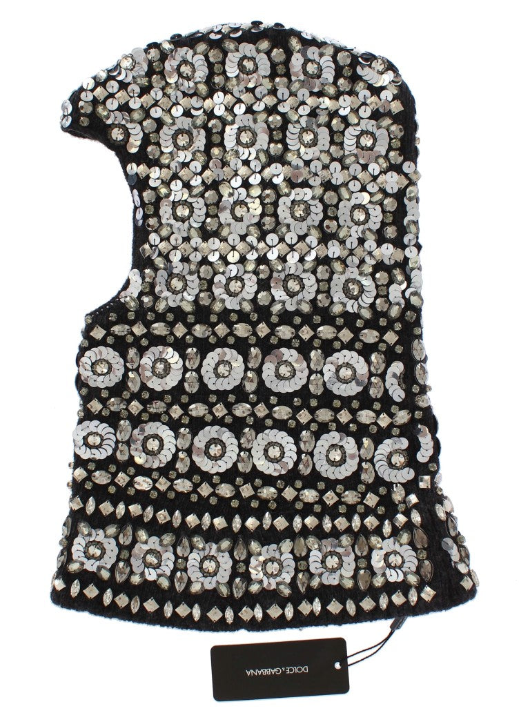 Dolce & Gabbana Exquisite Sequined Crystal Hooded Scarf Wrap