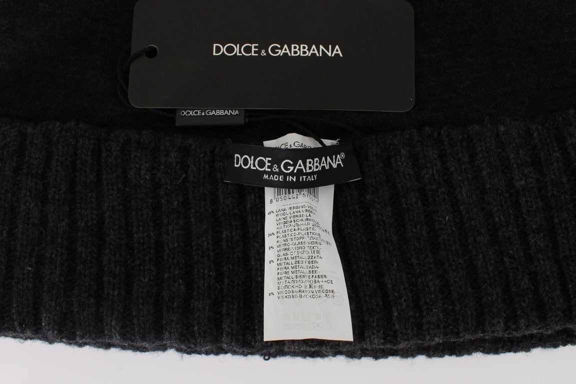 Dolce & Gabbana Exquisite Sequined Crystal Hooded Scarf Wrap