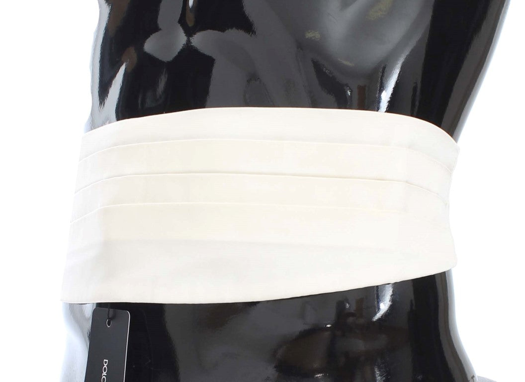 Dolce & Gabbana White Wide Belt Silk Cummerbund