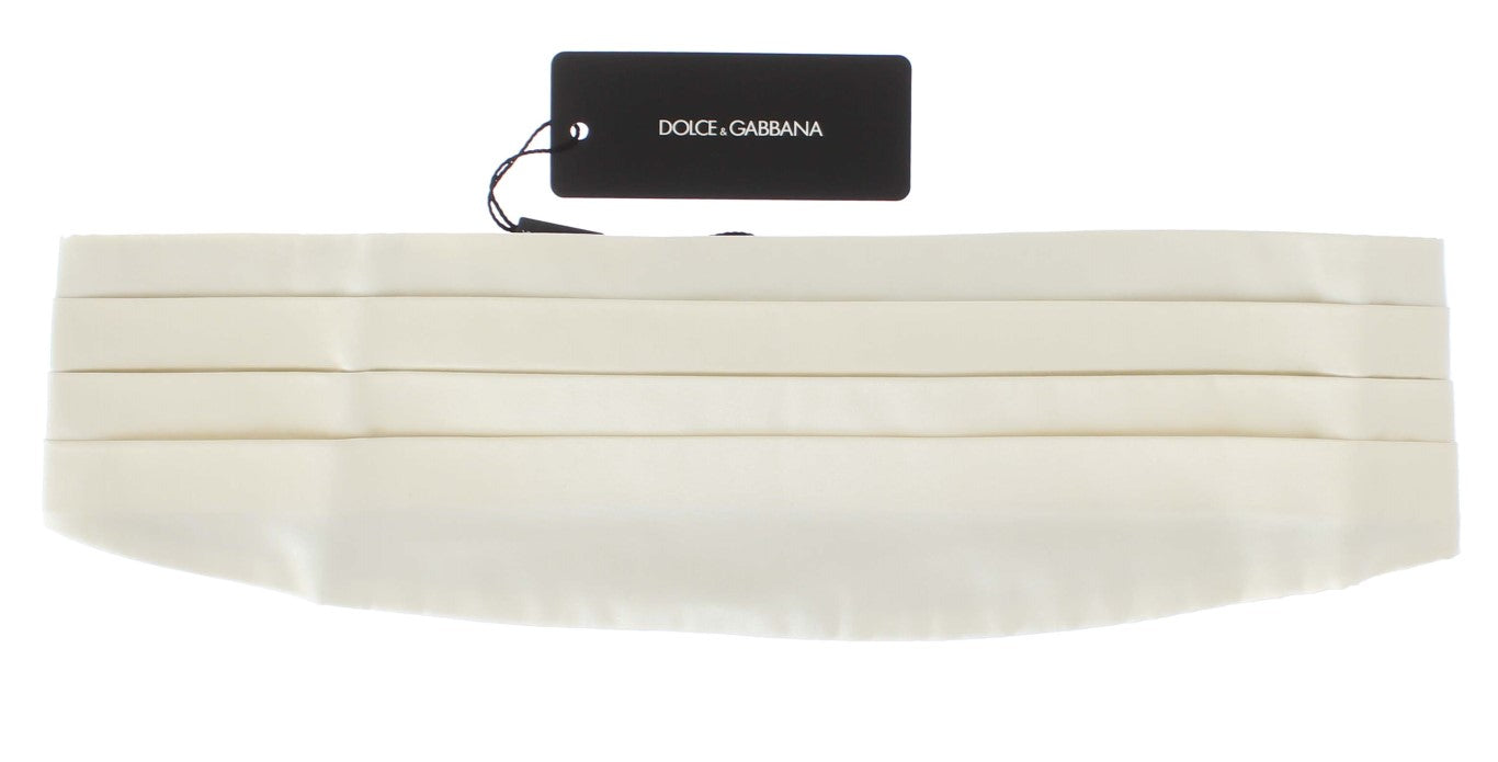 Dolce & Gabbana White Wide Belt Silk Cummerbund