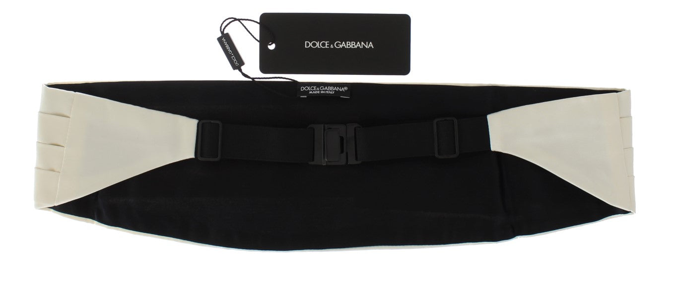 Dolce & Gabbana White Wide Belt Silk Cummerbund