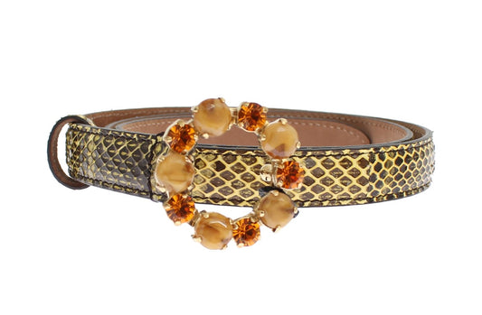 Dolce & Gabbana Exquisite Water Snake Leather Belt in Gray