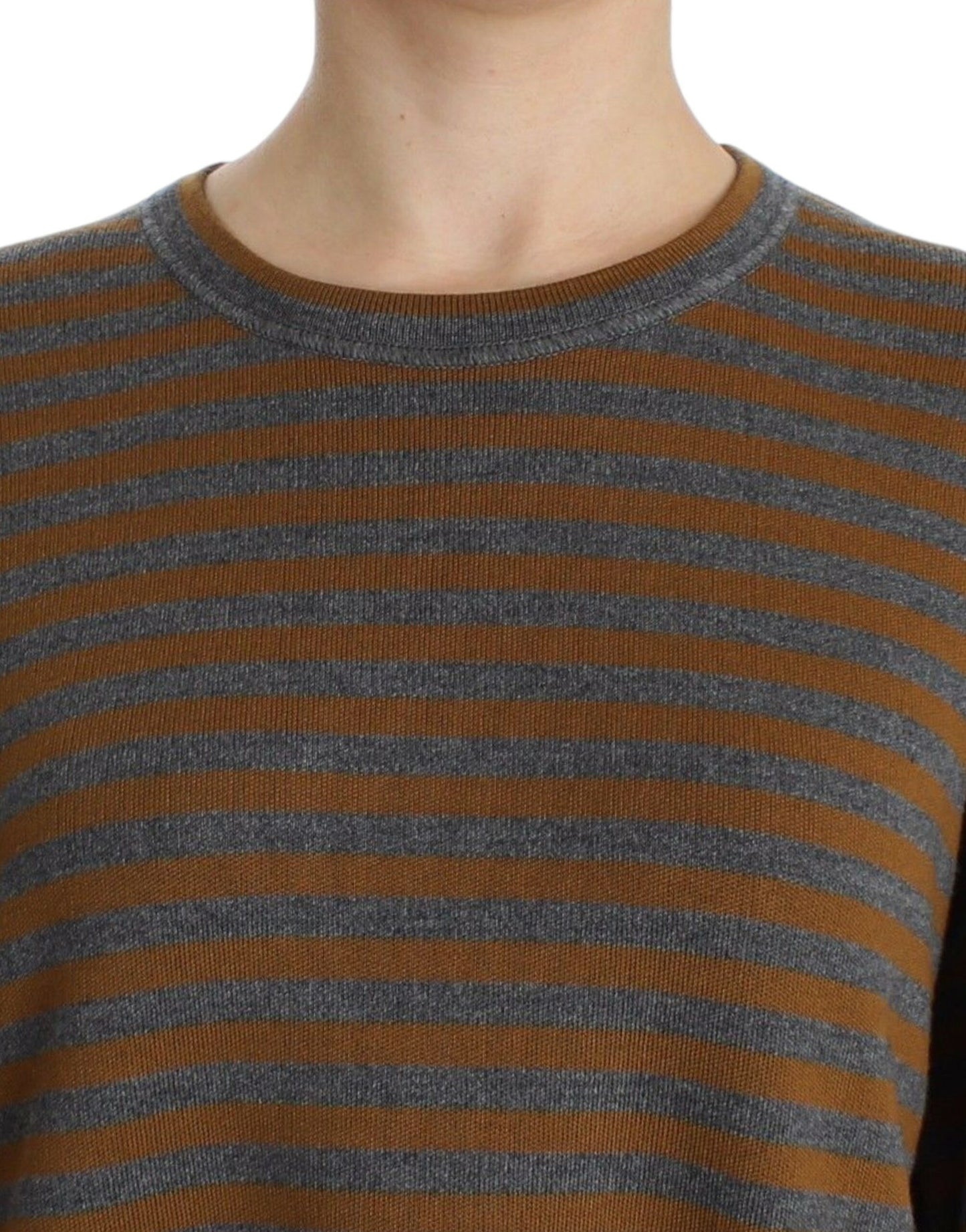 Dolce & Gabbana Oversized Gray Yellow Striped Sweater Top