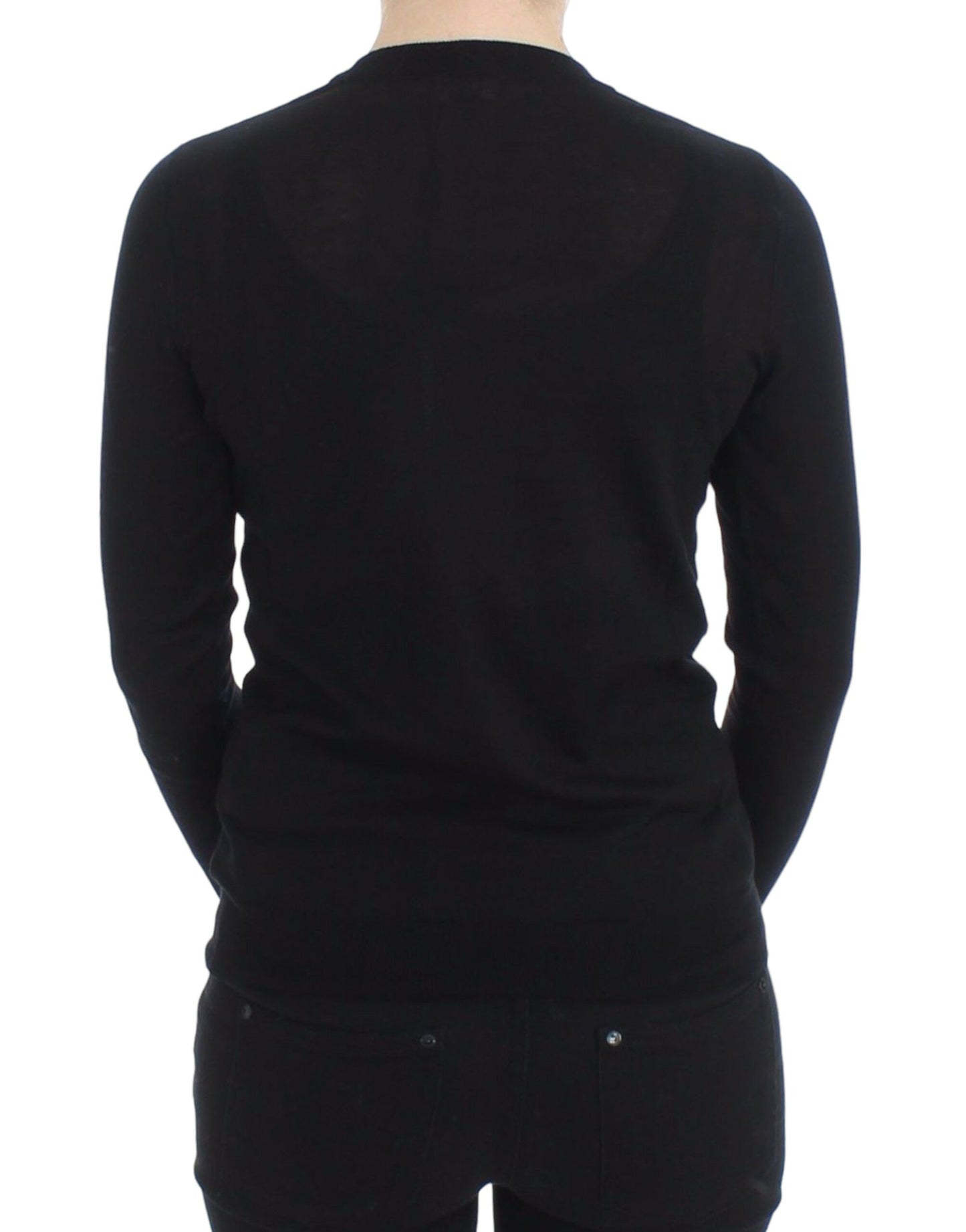 Dolce & Gabbana Black Crewneck Sweater Pullover Top