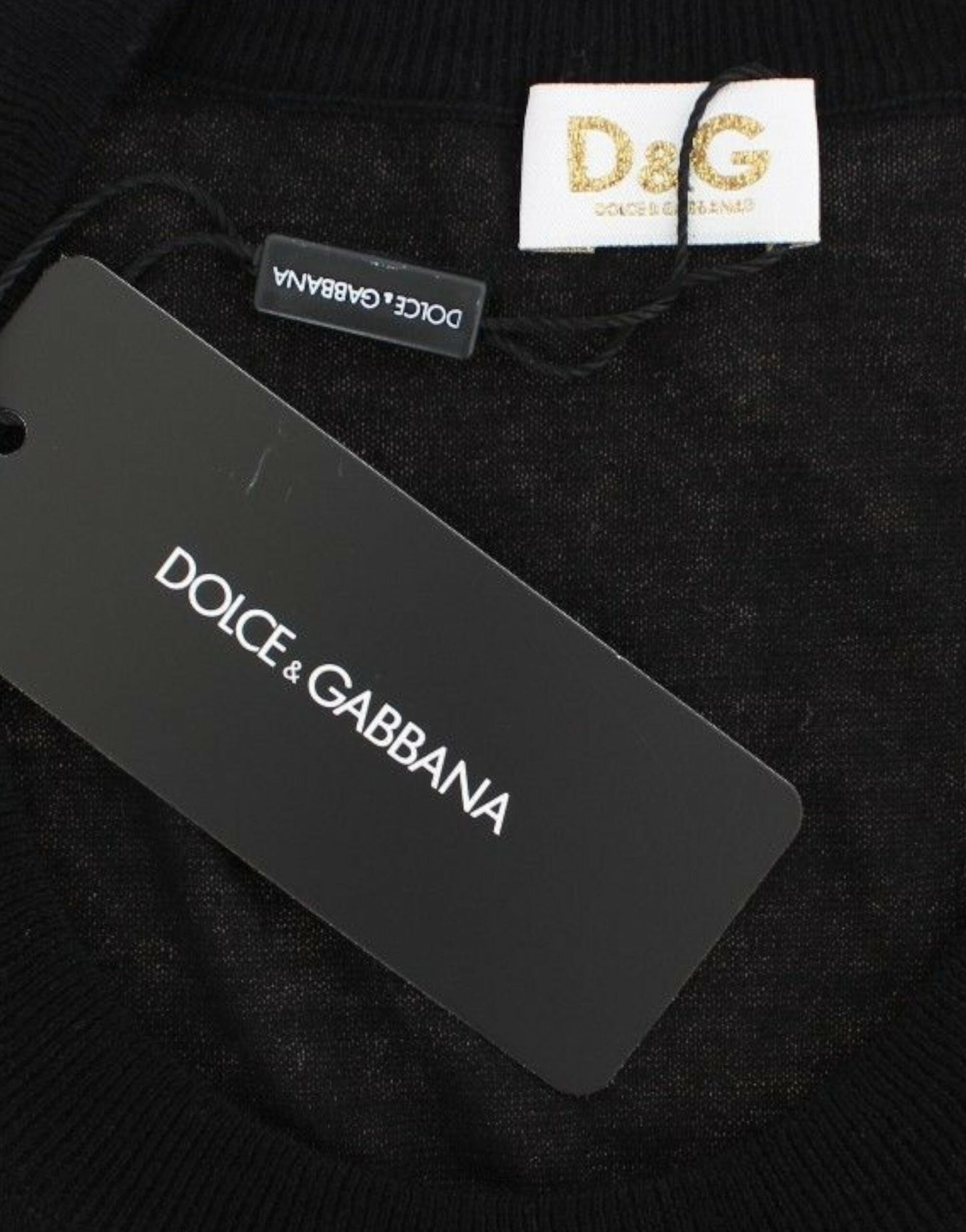 Dolce & Gabbana Black Crewneck Sweater Pullover Top