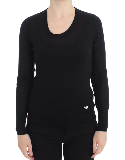 Dolce & Gabbana Black Crewneck Sweater Pullover Top