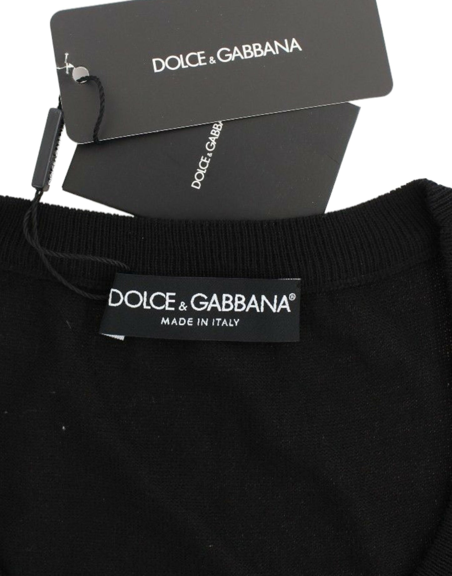 Dolce & Gabbana Black Wool Crewneck Sweater Pullover Top