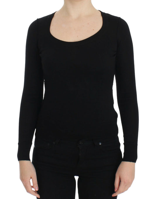 Dolce & Gabbana Black Wool Crewneck Sweater Pullover Top