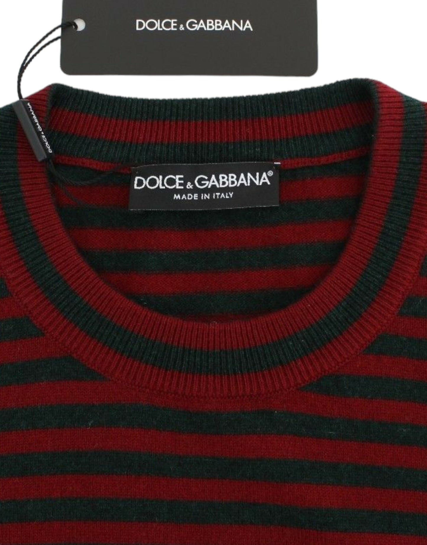 Dolce & Gabbana Red Gray Cashmere Short Sleeve Sweater