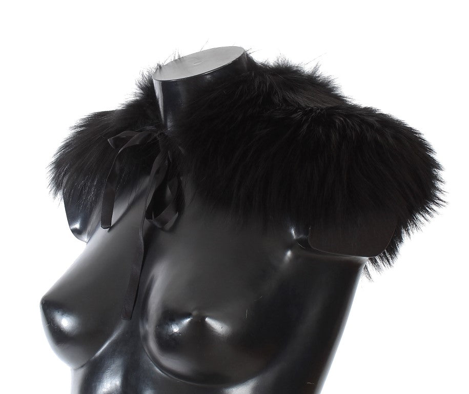 Dolce & Gabbana Black Fox Fur Collar Scarf