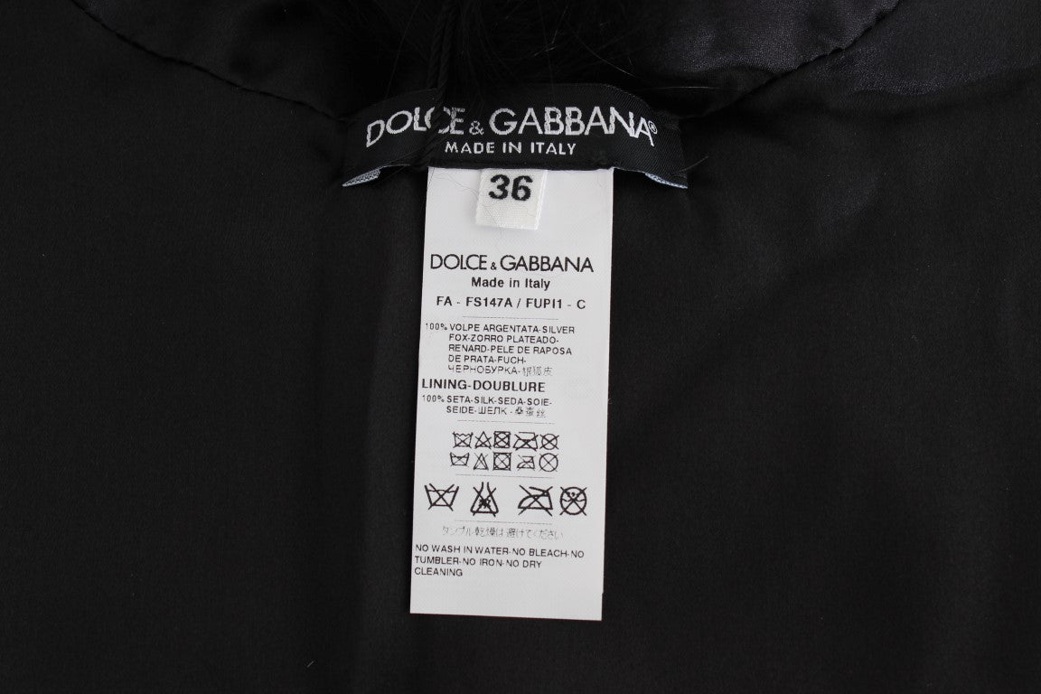 Dolce & Gabbana Black Fox Fur Collar Scarf