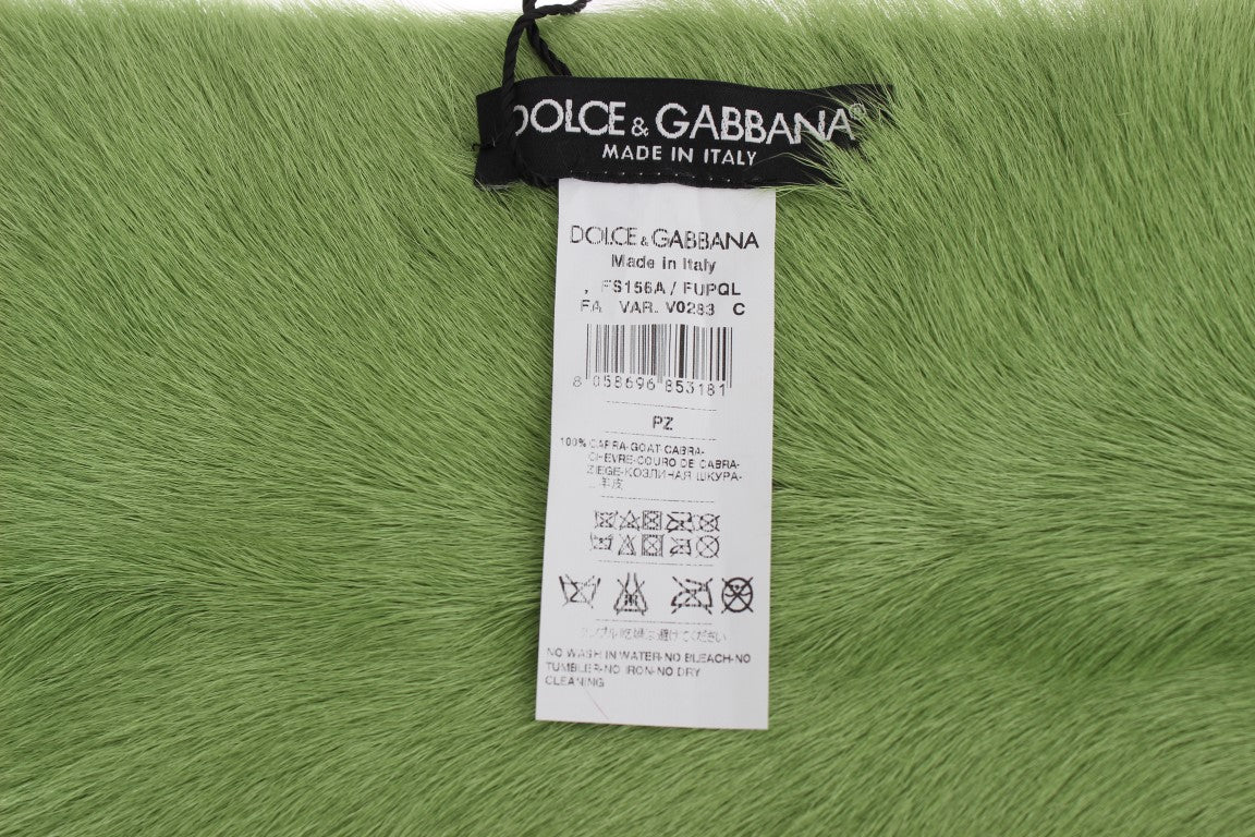 Dolce & Gabbana Elegant Green Fur Shoulder Wrap Scarf