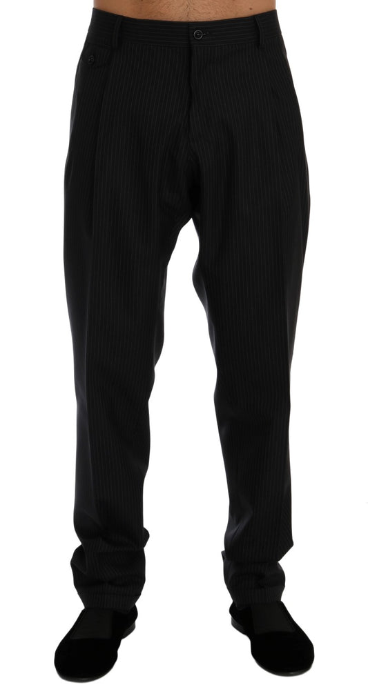 Dolce & Gabbana Elegant Straight Fit Blue Striped Trousers