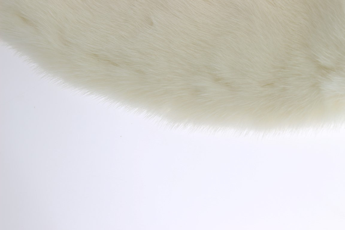 Dolce & Gabbana Elegant White Mink Fur Shoulder Wrap Scarf