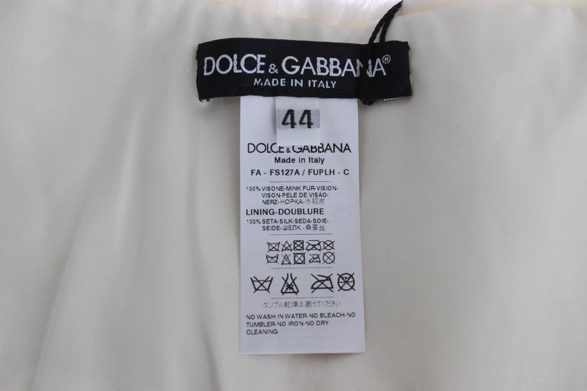 Dolce & Gabbana Elegant White Mink Fur Shoulder Wrap Scarf