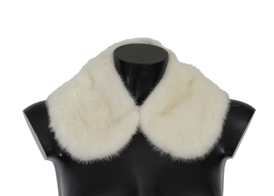 Dolce & Gabbana Elegant White Mink Fur Shoulder Wrap Scarf