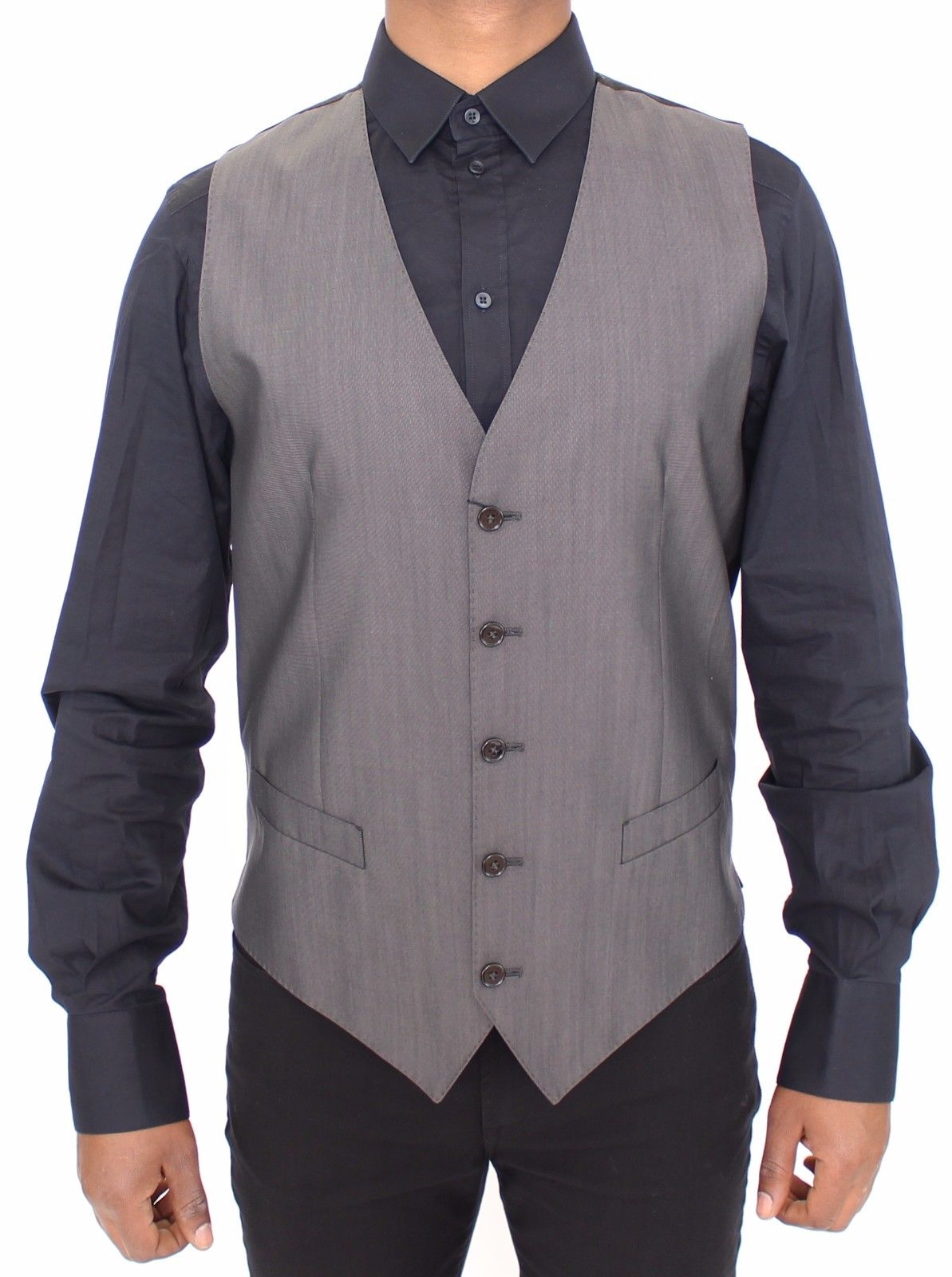 Dolce & Gabbana Elegant Gray Wool Silk Blend Dress Vest