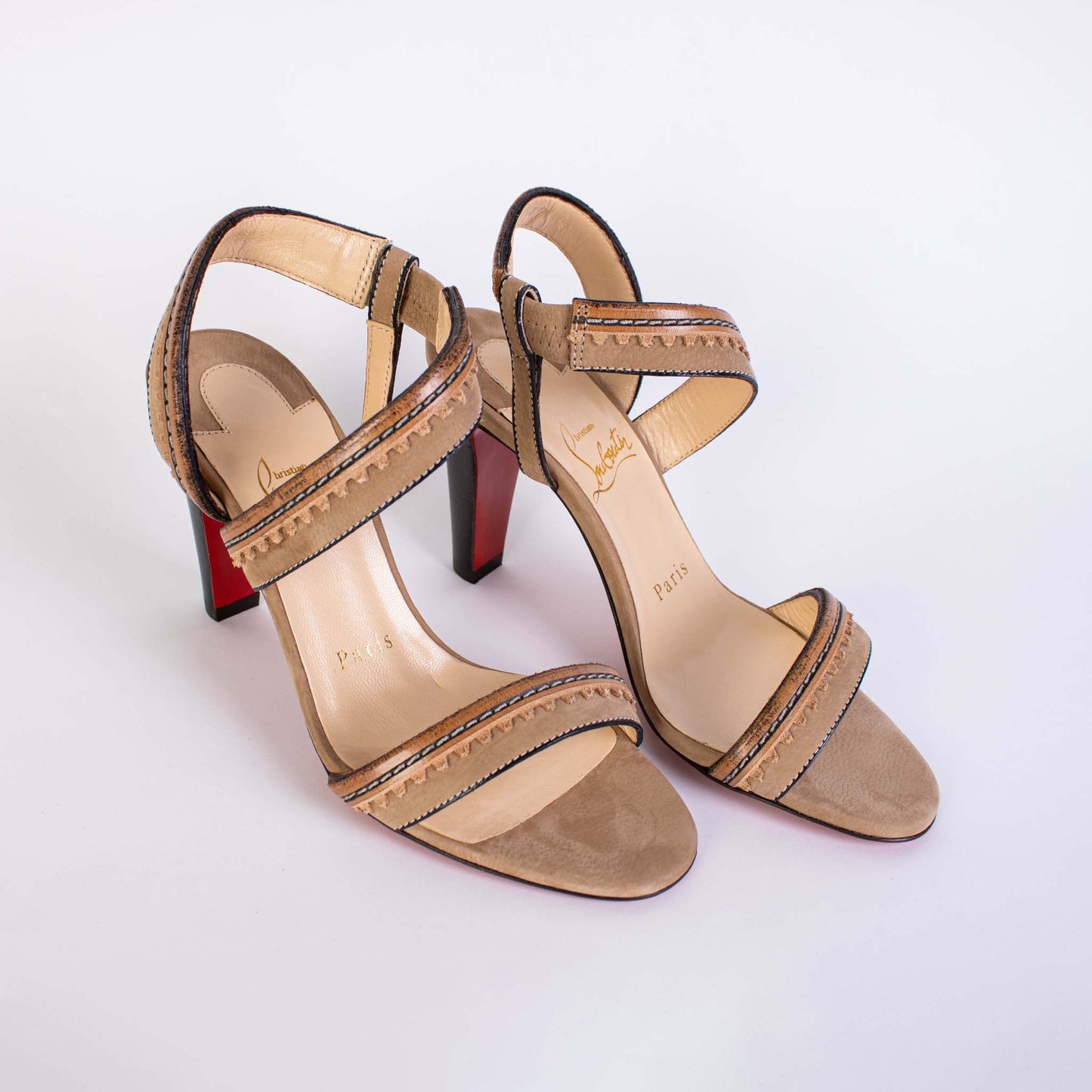 Christian Louboutin Elegant Suede Sandals with Leather Details